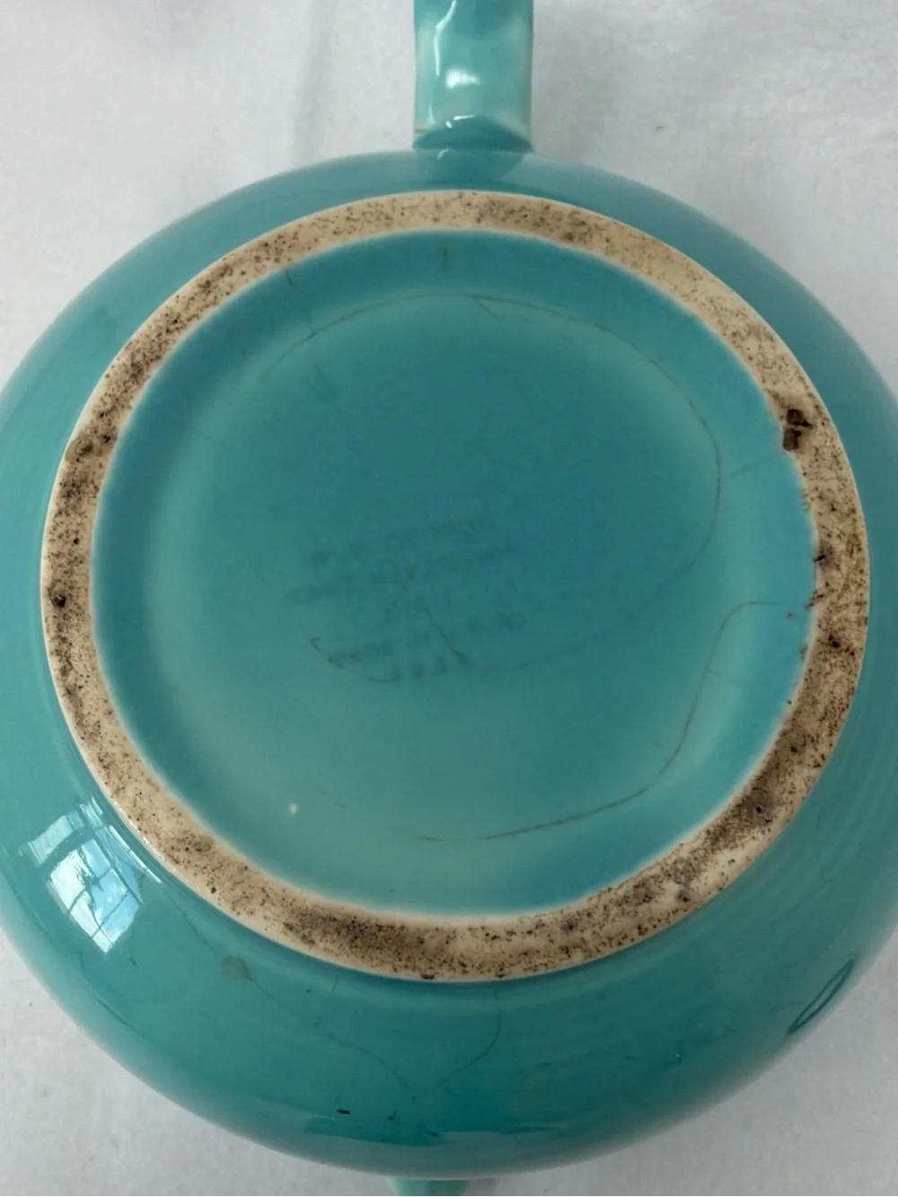 Vintage Teal Ceramic Teapot with Lid